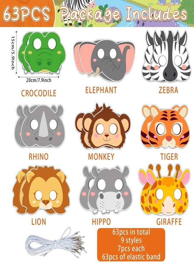 Lonfliness 63 Set Animal Coloring Mask Jungle Paper Arts Crafts Kids Color Your Own Wild Lion Blank DIY Mask Masquerade Birthday Party Dress-Up Decoration Favor School Classroom Activity Game Supplies - Image 2
